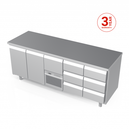 Kühltisch mit 7 Schubladen und 2 Türen, –5 ... +8 °C